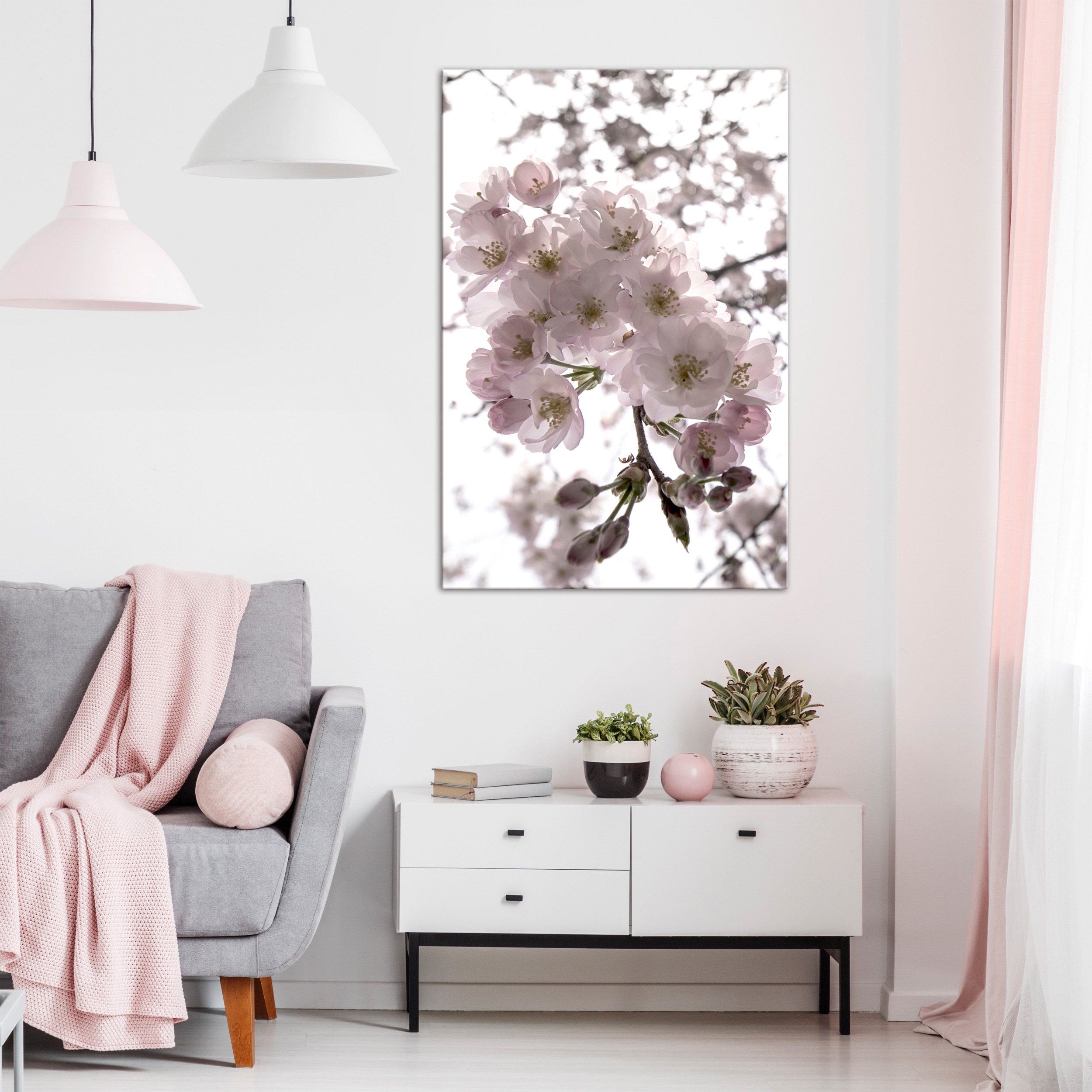 Blumen Vlies LEINWAND Deko Bilder XL Kirschblüte Wandbild Bild Wohnzimmer 2Motiv