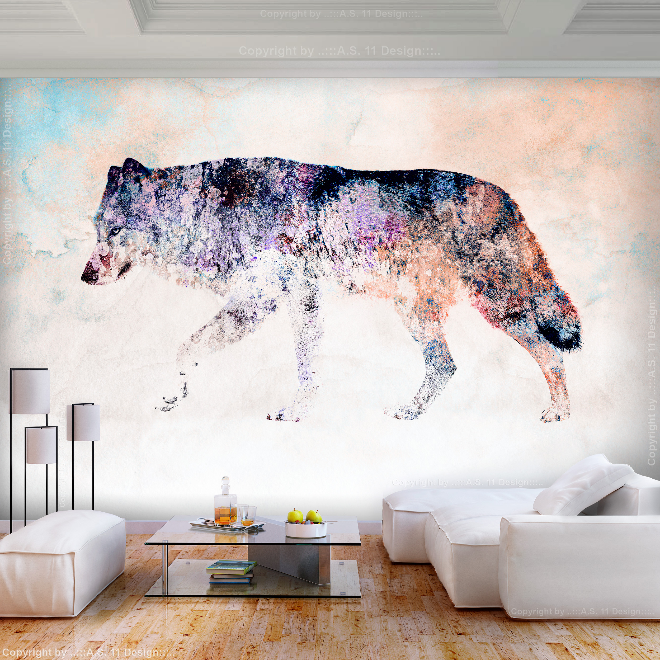 Heimwerker Wolf Vlies Fototapete Tapeten Xxl Wandbild Wohnzimmer Landschaft Effect Aquarell Farben Tapeten Zubehor