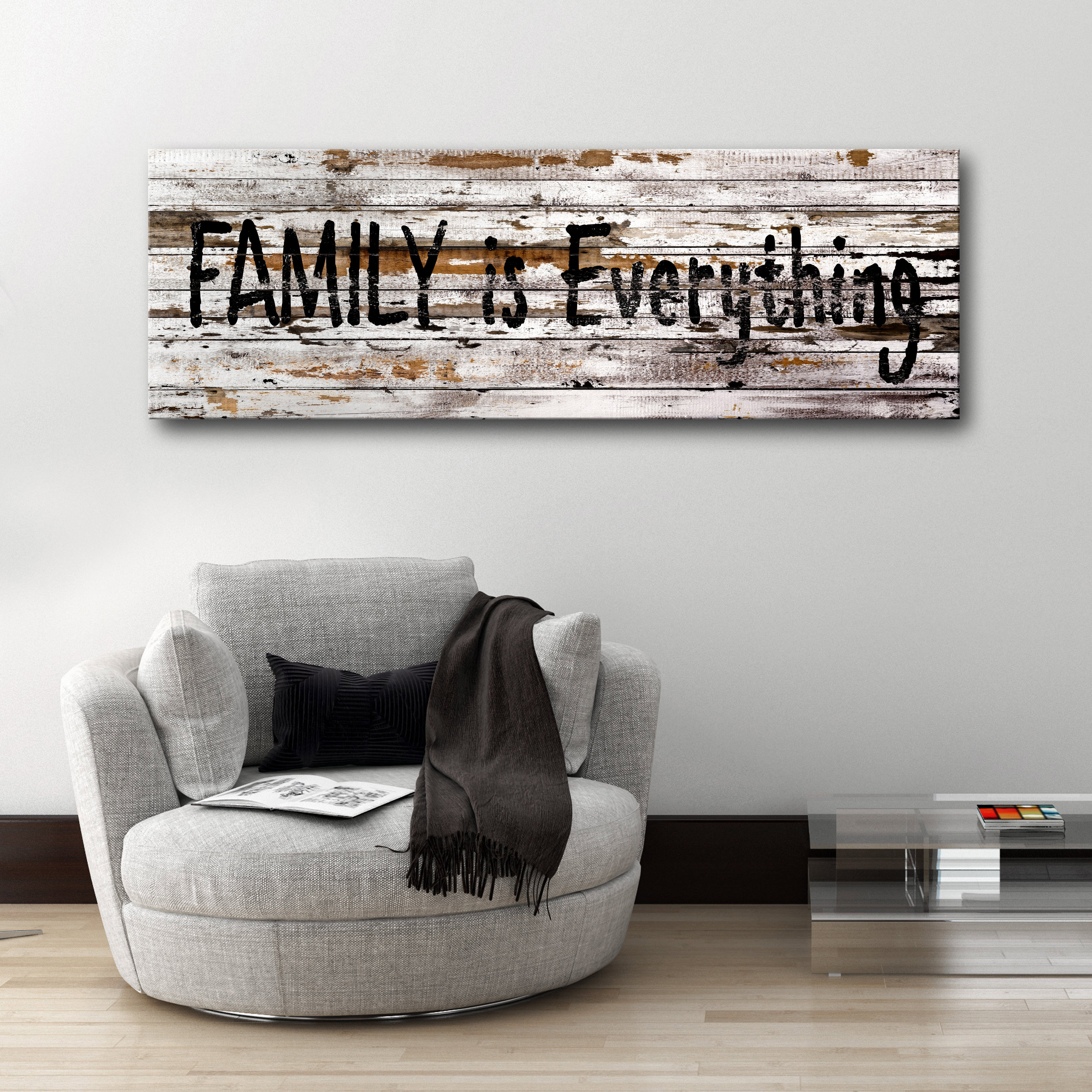 Family LEINWAND Deko Bilder Holz HOME Aufschrift XXL Wandbild Brett