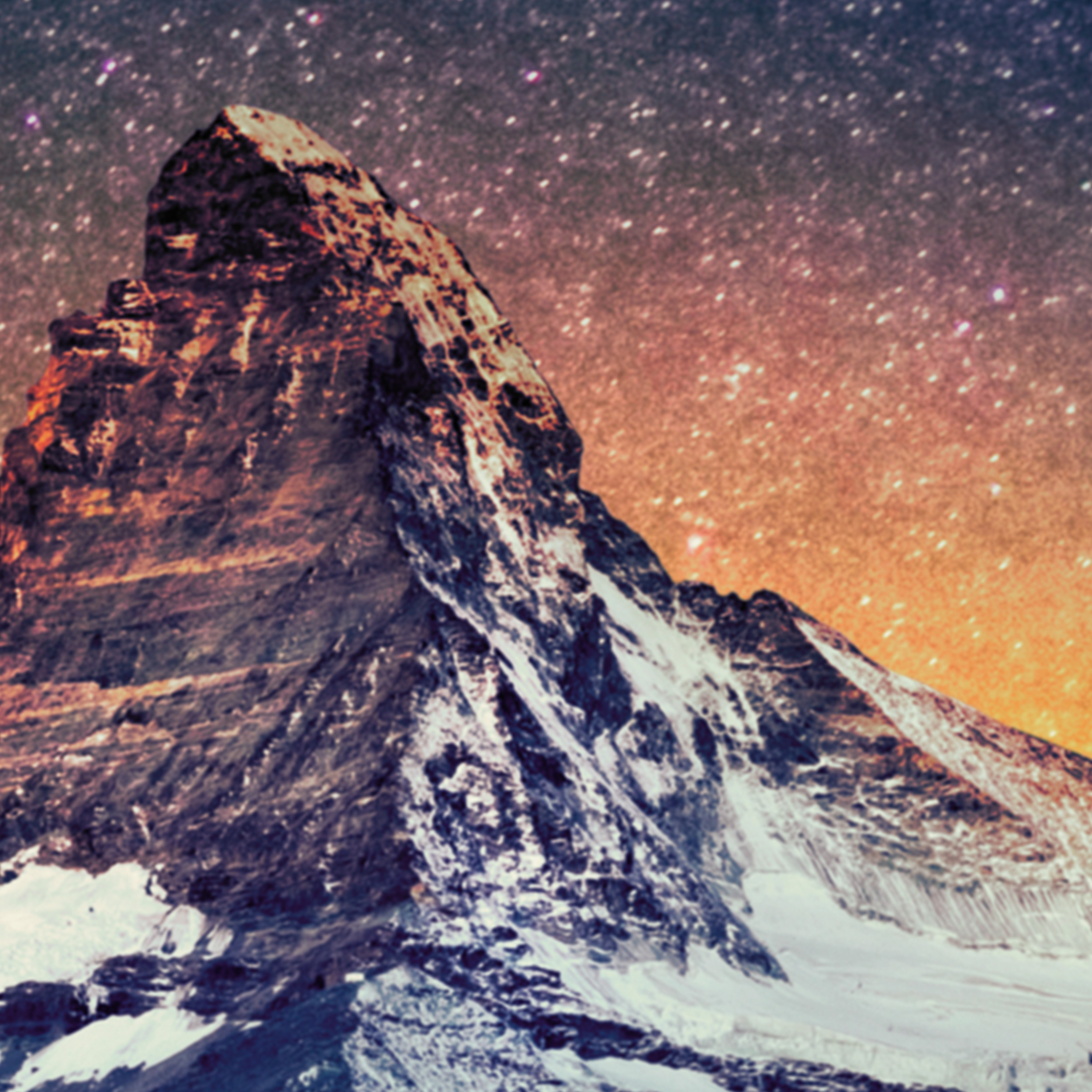 Berge Sterne Vlies Leinwand Deko Bilder Nacht XXL WANDBILD