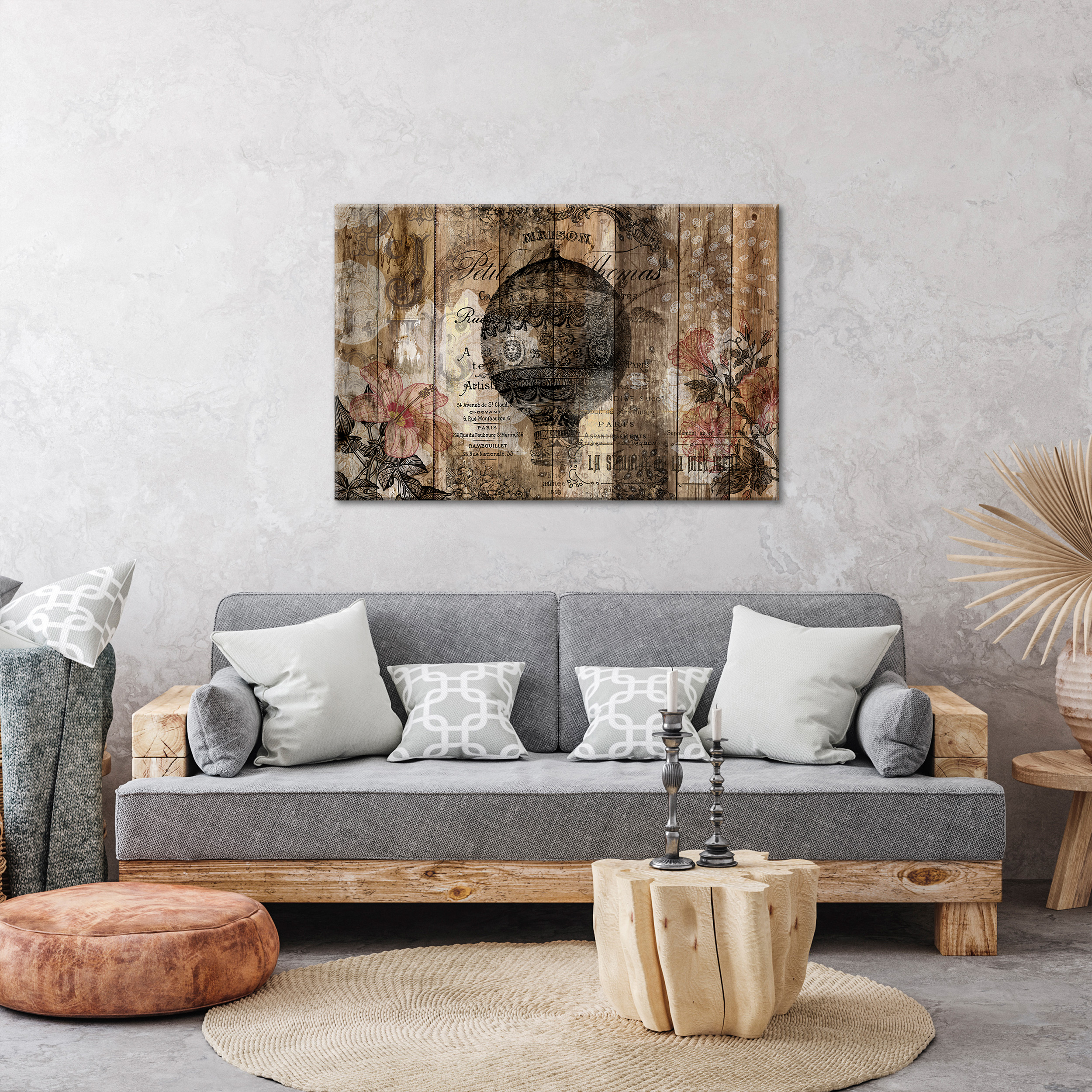 Holz LEINWAND Deco BILD Natur Paris Wandbilder XXL Kunstdruck