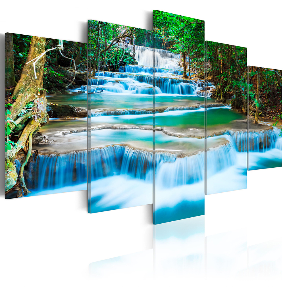 LEINWAND BILDER Wasserfall Wald Natur Kunstdruck groß WANDBILDER XXL