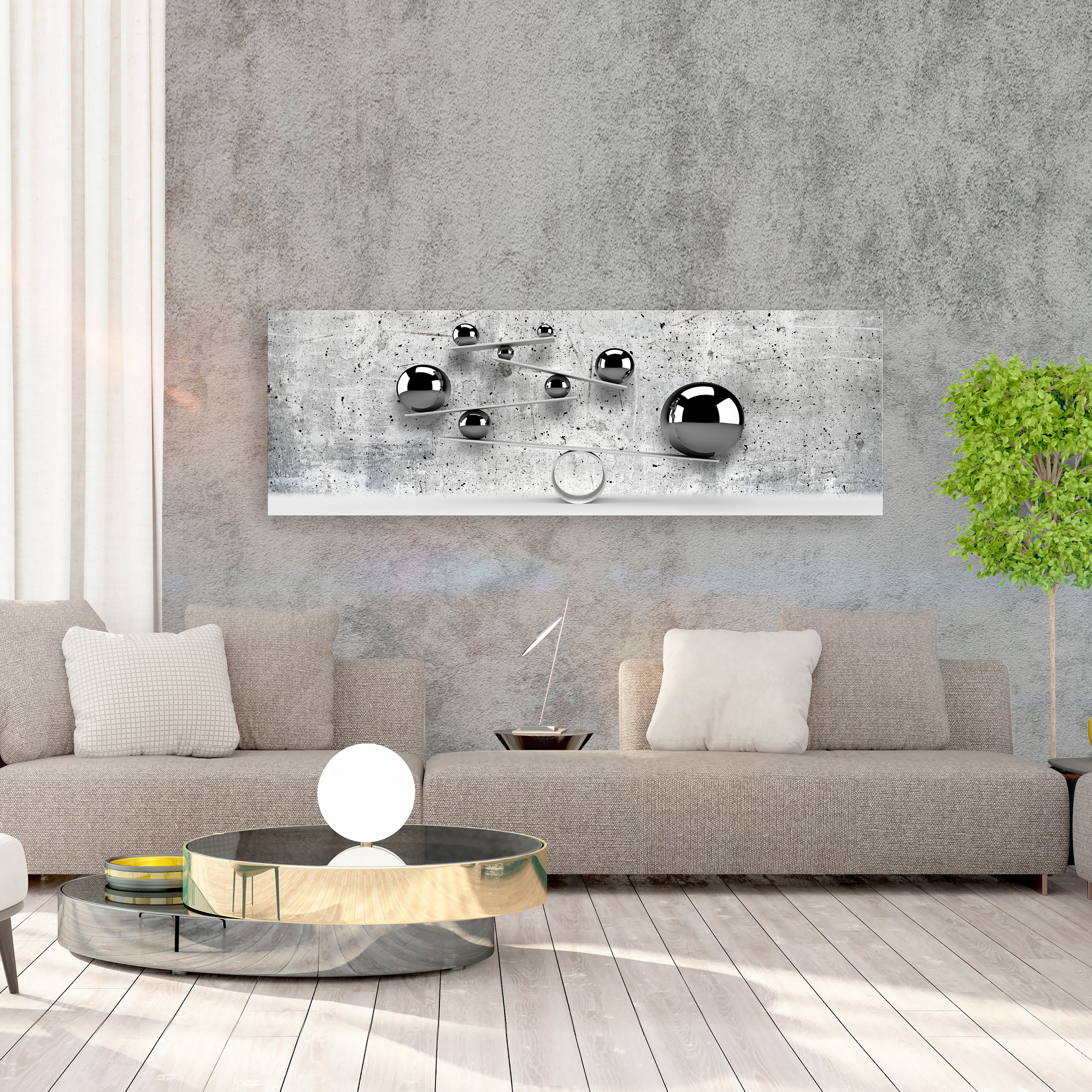 Vlies LEINWAND BILDER 3D Abstrakt Kugeln grau silber Beton WANDBILDER