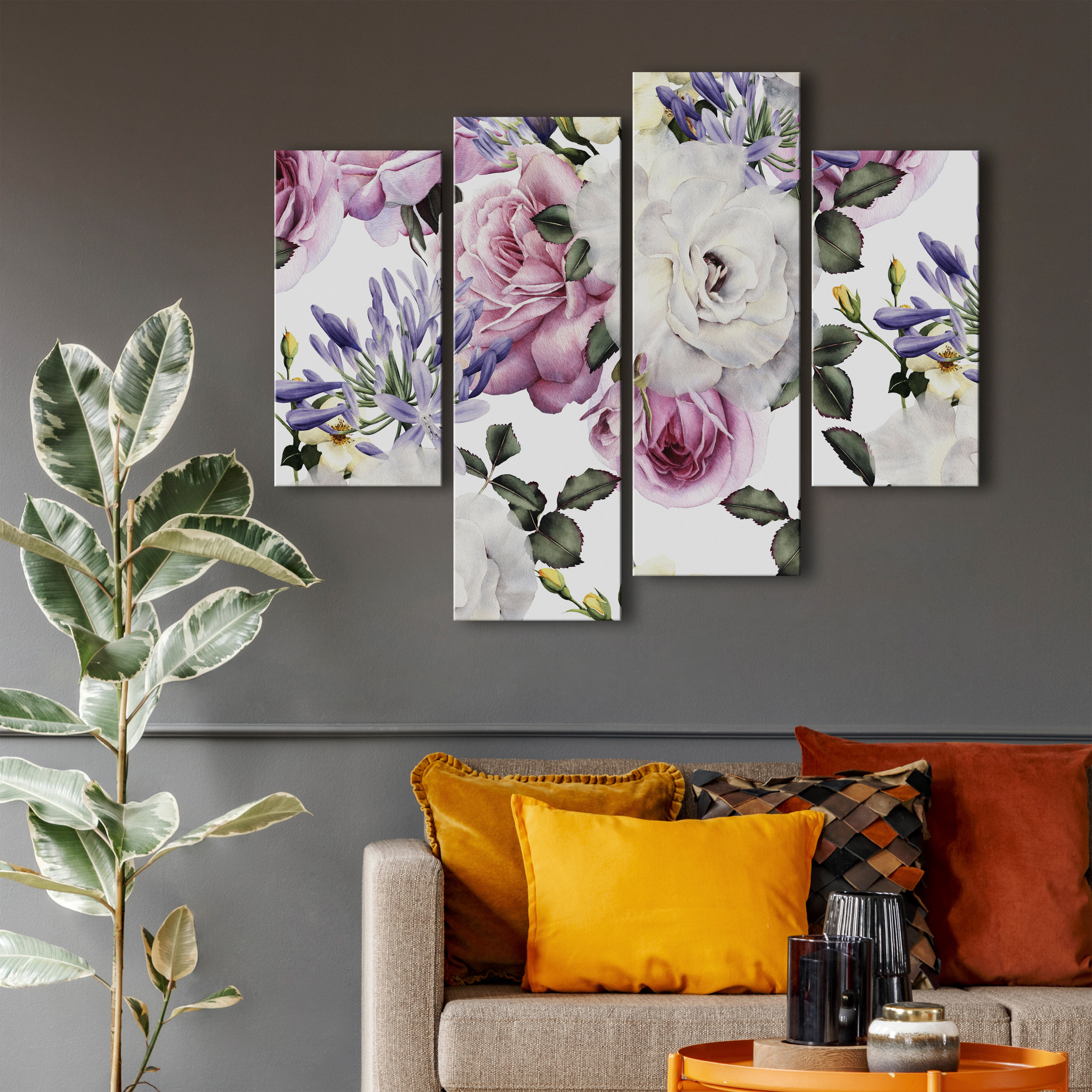 38+ Deko bilder mit rahmen , Blumen LEINWAND Deko Bilder XXL Aquarell Style Wand bild Wohnzimmer