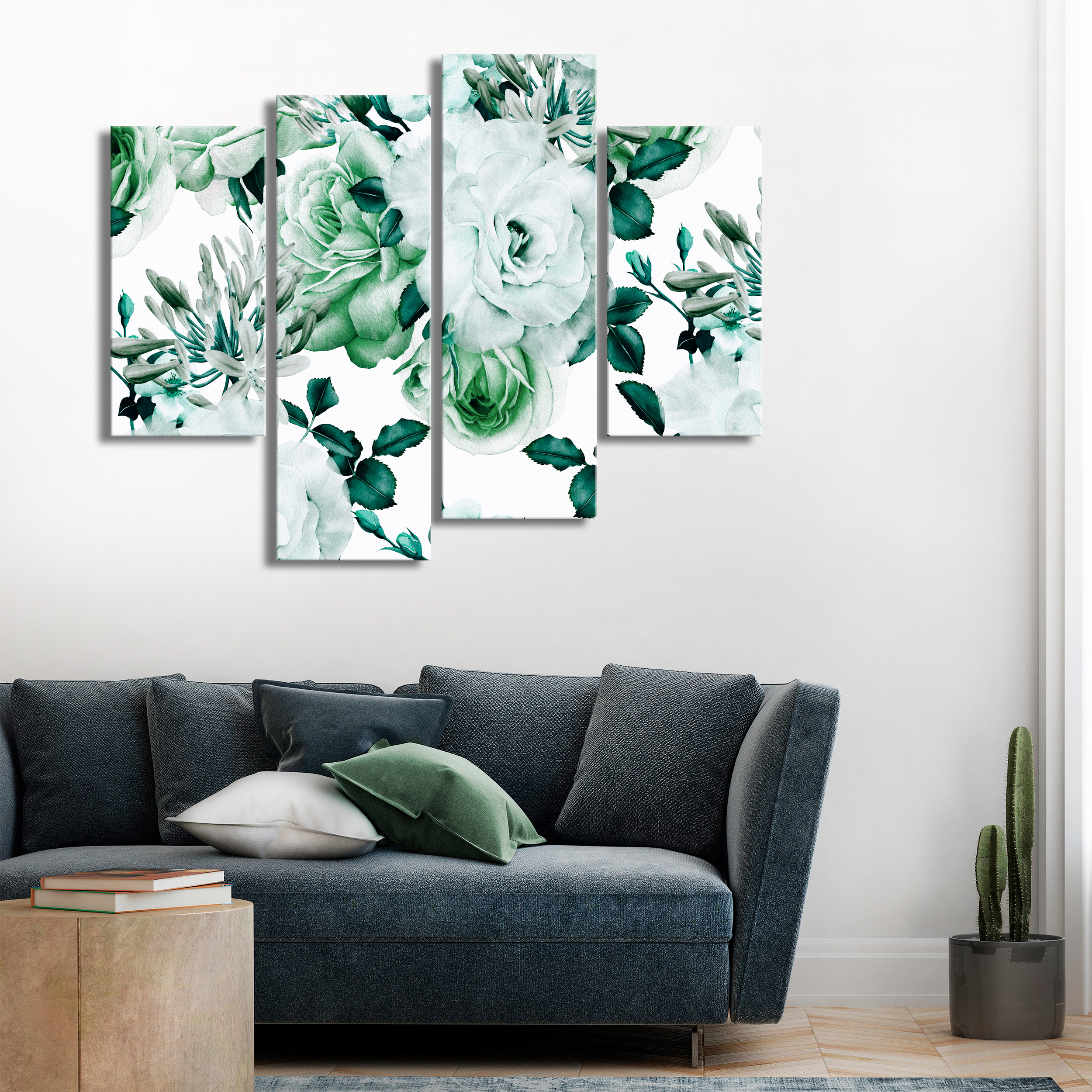 Blumen LEINWAND Deko Bilder XXL Aquarell Style Wand bild Wohnzimmer