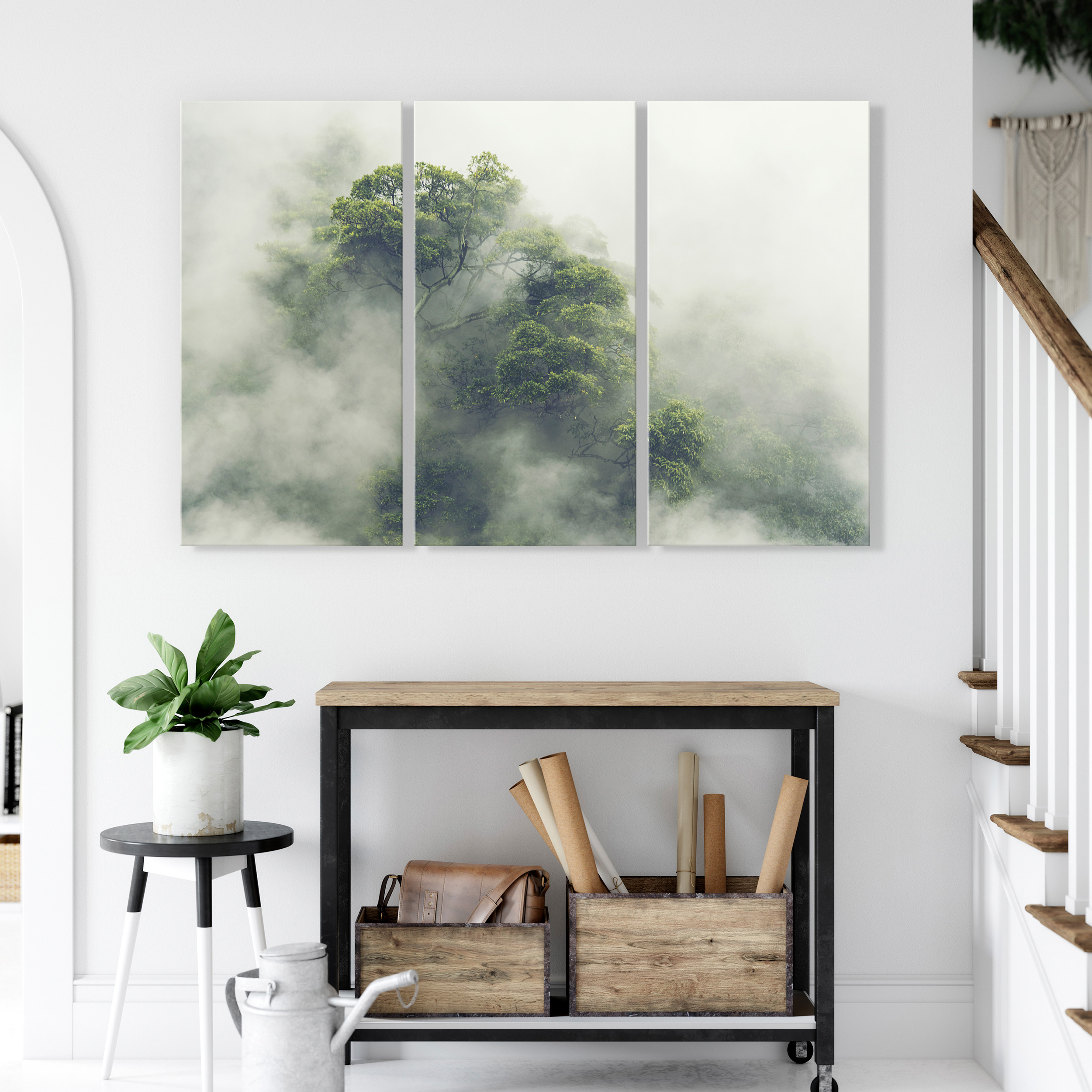 Landschaft Vlies Deko LEINWAND BILDER XXL Wald Wandbild Wohnzimmer