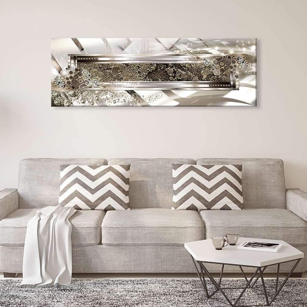 Vlies LEINWAND BILDER Abstrakt 3D modern silber Stahl WANDBILDER XXL