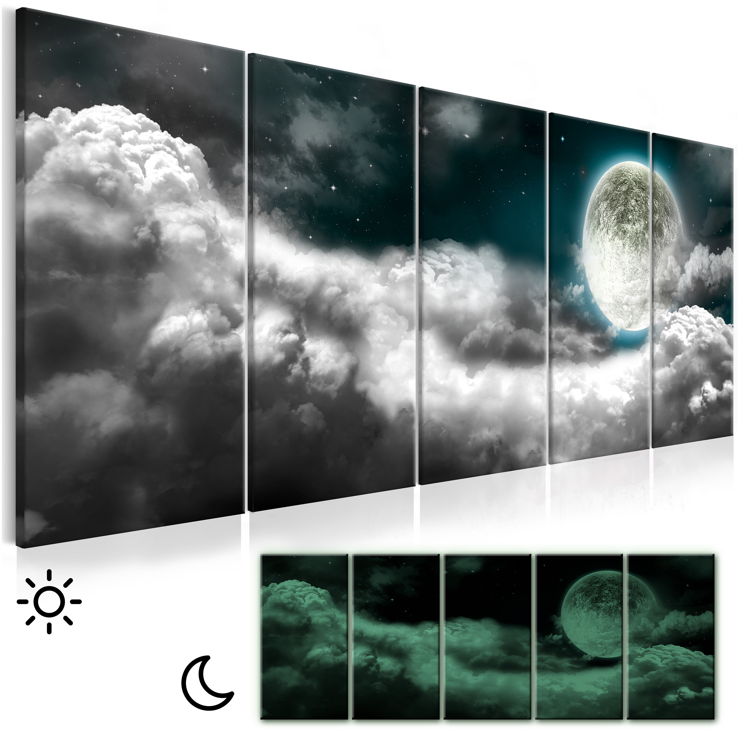 Dekoration Leinwand Bilder Mond Himmel Wolken Wandbilder Xxl Wohnzimmer Nachtleuchtende 0 Mobel Wohnen Ro2yahome Com