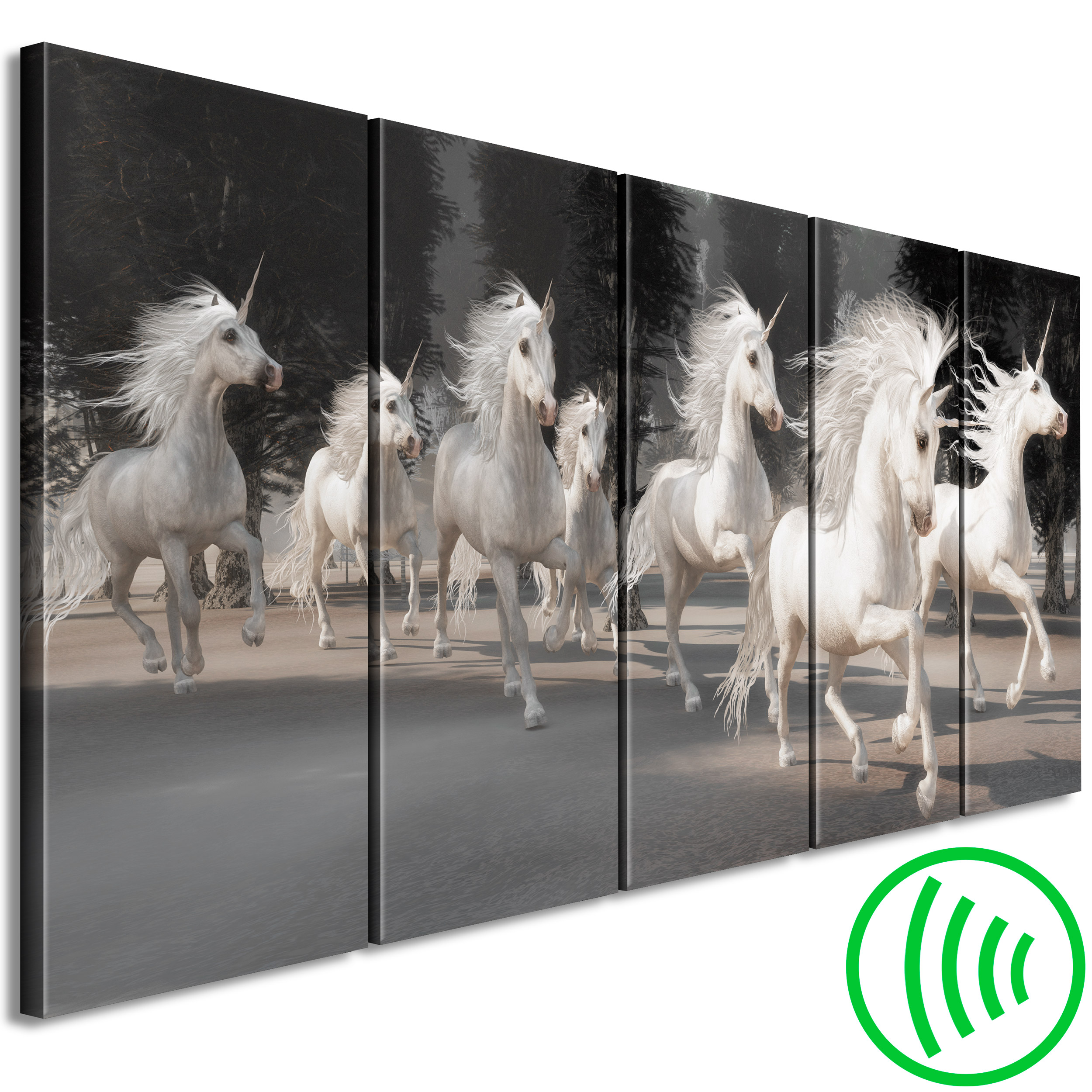 Leinwandbild Kunst-Druck 120x60 Bilder Tiere Graue Pferde Winter 