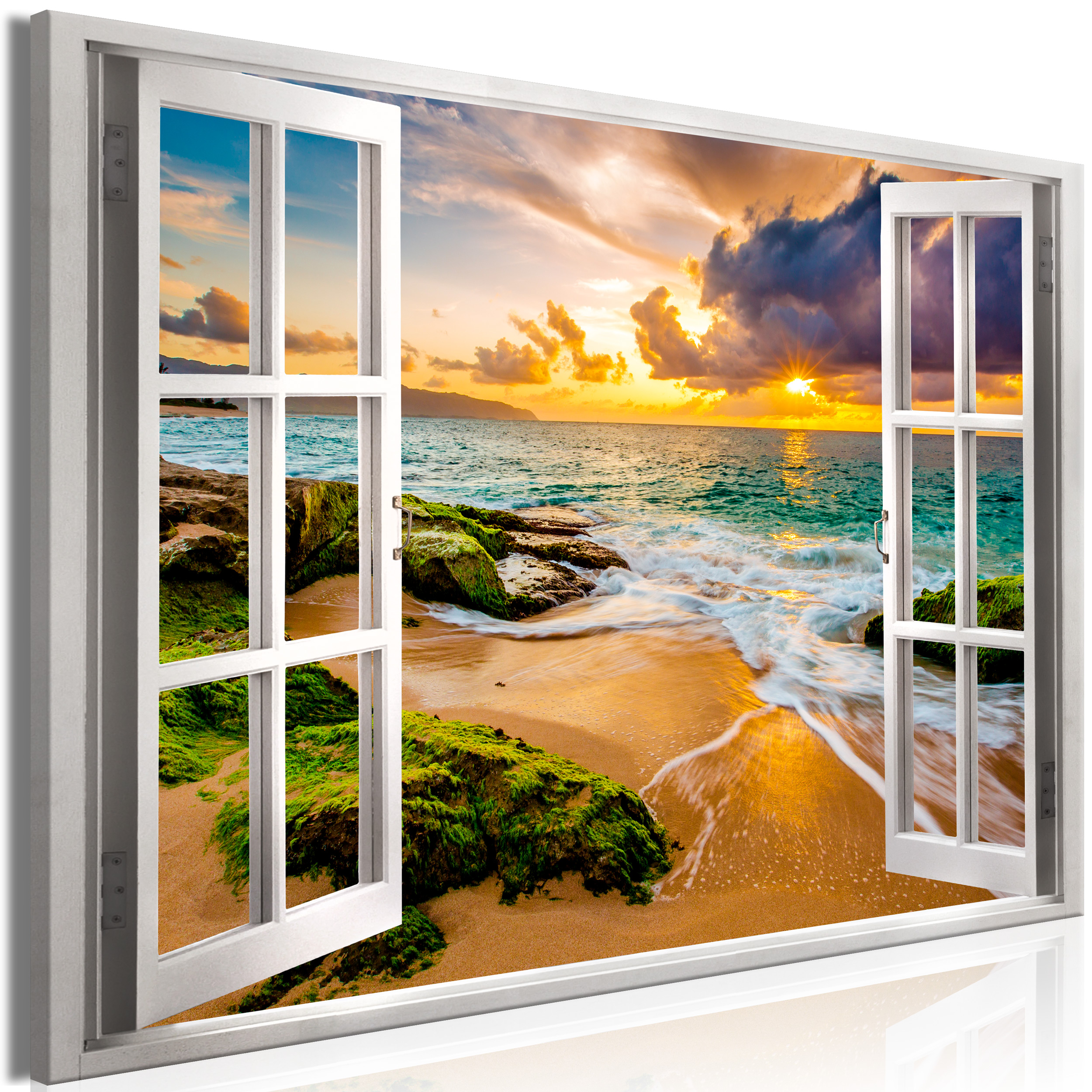Meer Strand Fensterblick VLIES LEINWAND DEKO BILDER WANDBILDER XXL WOHNZIMMER - Bild 14 von 23