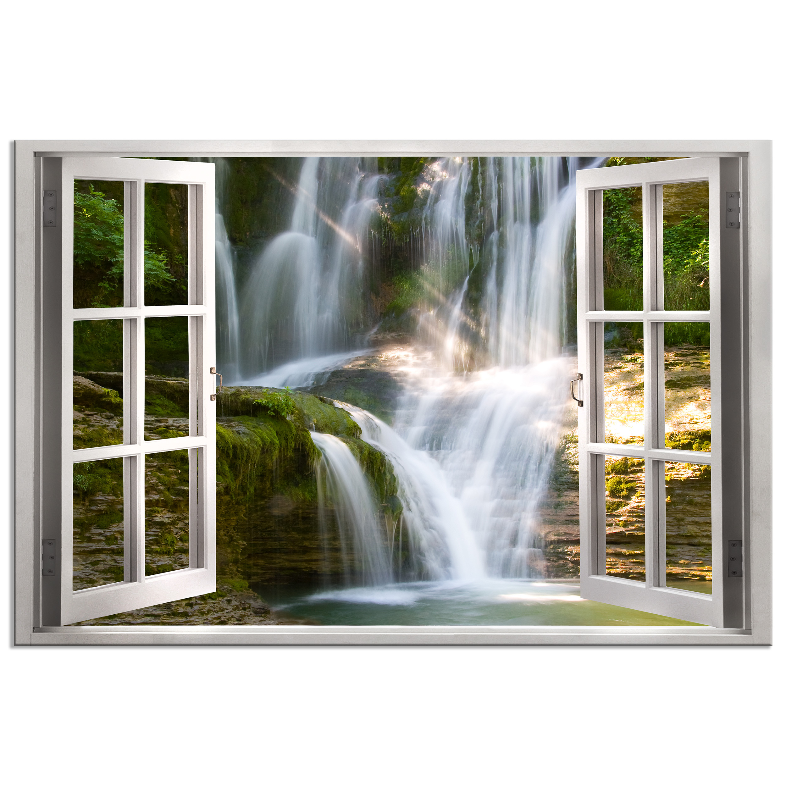 Bilder Leinwandbild Wandbild Fenster Blick 120 x 80 cm aufhängfertig 4404