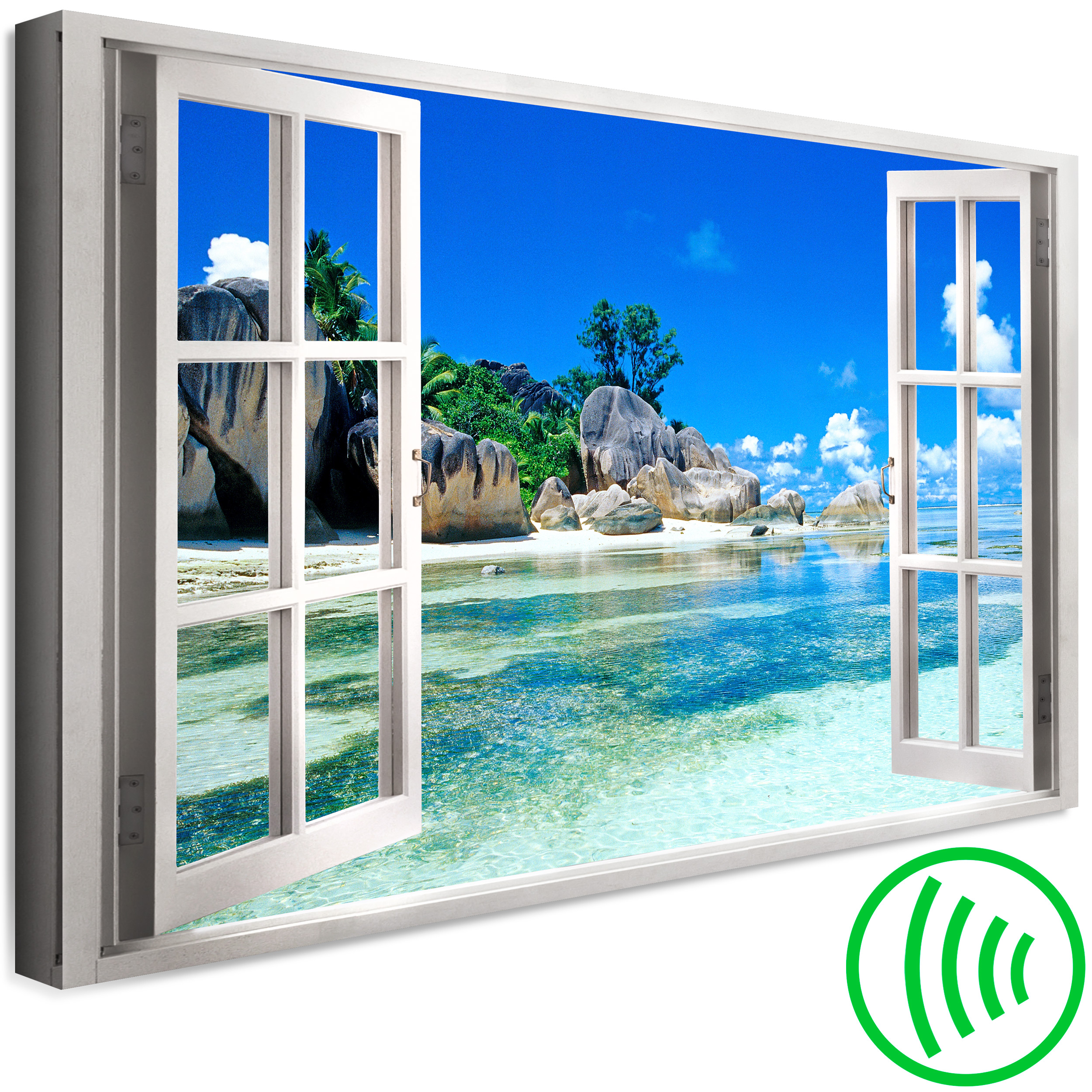 Meer Strand Fensterblick VLIES LEINWAND DEKO BILDER WANDBILDER XXL WOHNZIMMER - Bild 11 von 23