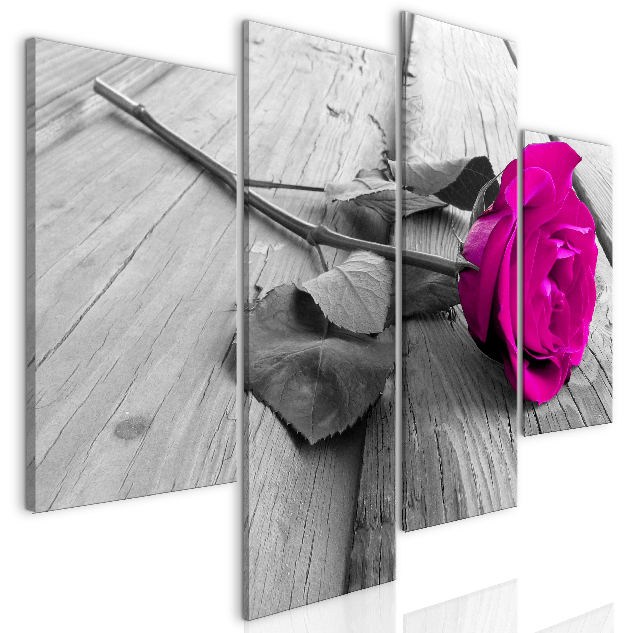 4 Bilder XXL Rose Bild auf Leinwand Blumen. 