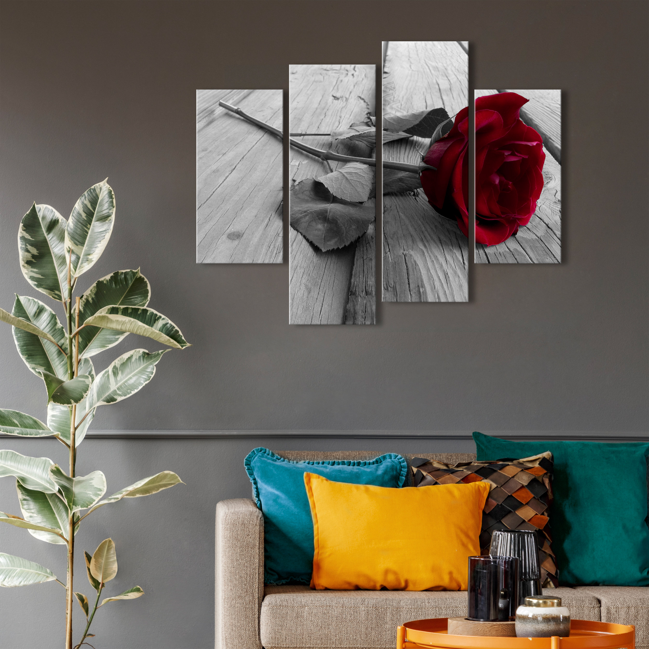 Blumen LEINWAND Deko Bilder XXL Rose Wandbild Wohnzimmer Kunstdruck