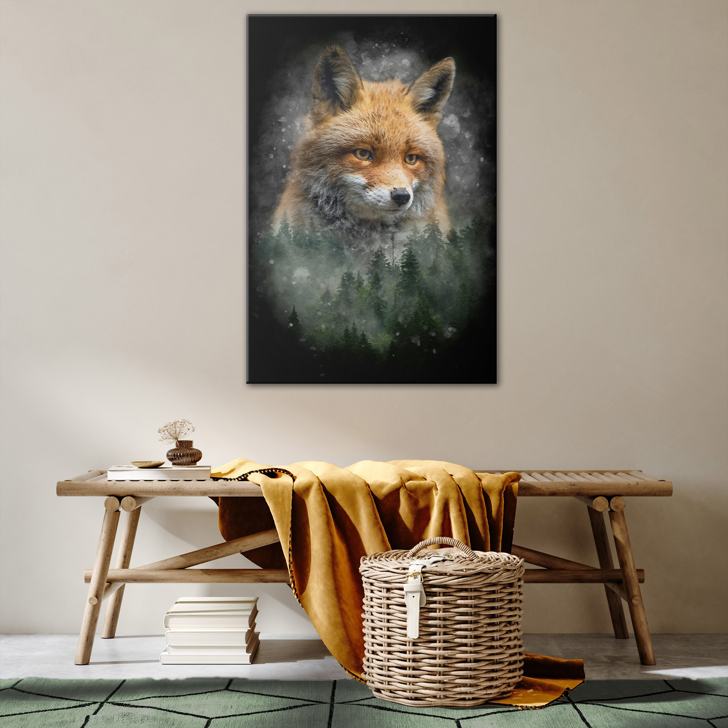 ABSTRAKT TIERE FUCHS WALD Wandbilder xxl Bilder Vlies Leinwand g-A-0096-b-e 