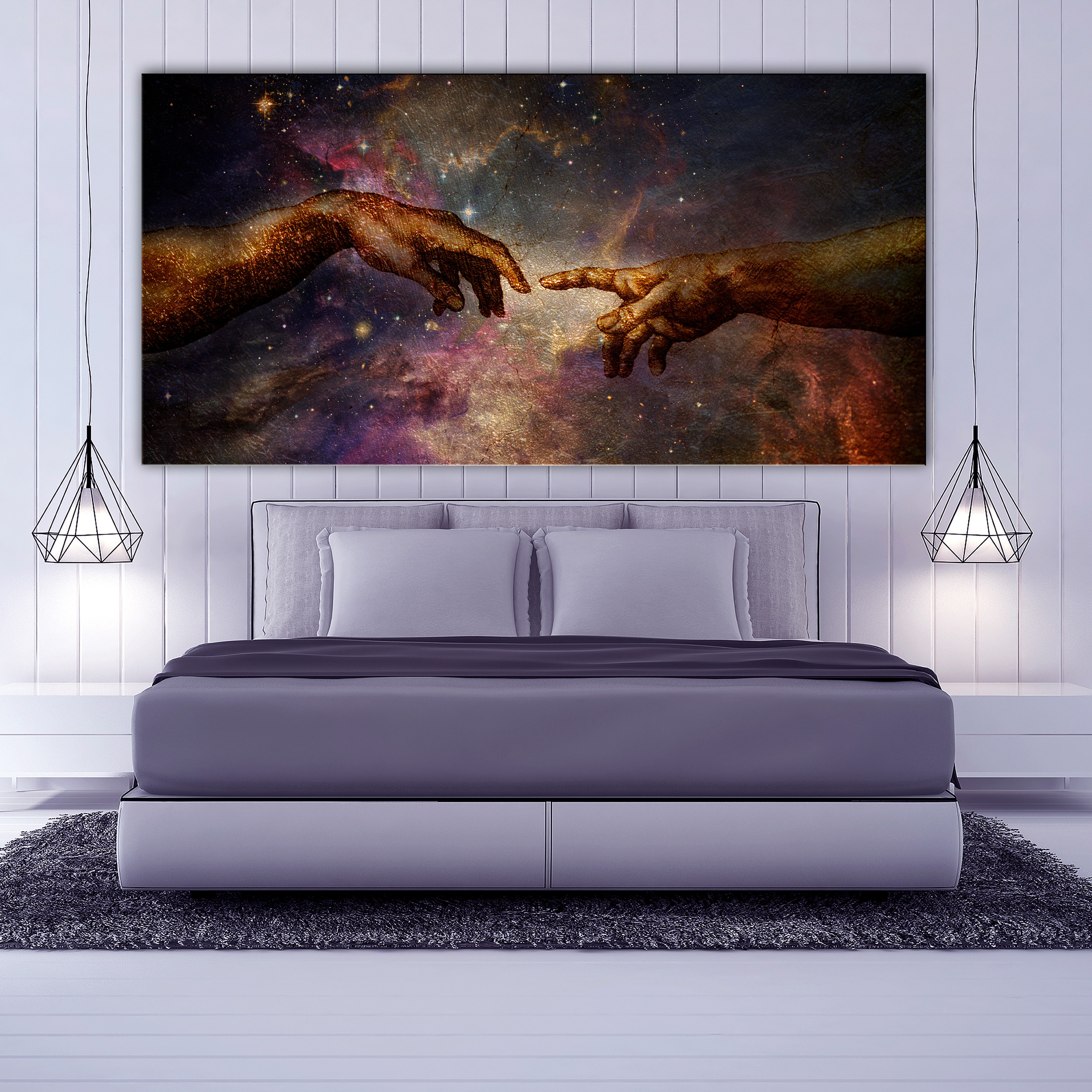 Schaffung Adam Michelangelo VLIES LEINWAND DEKO BILDER WANDBILD XXL WOHNZIMMER - Bild 4 von 5