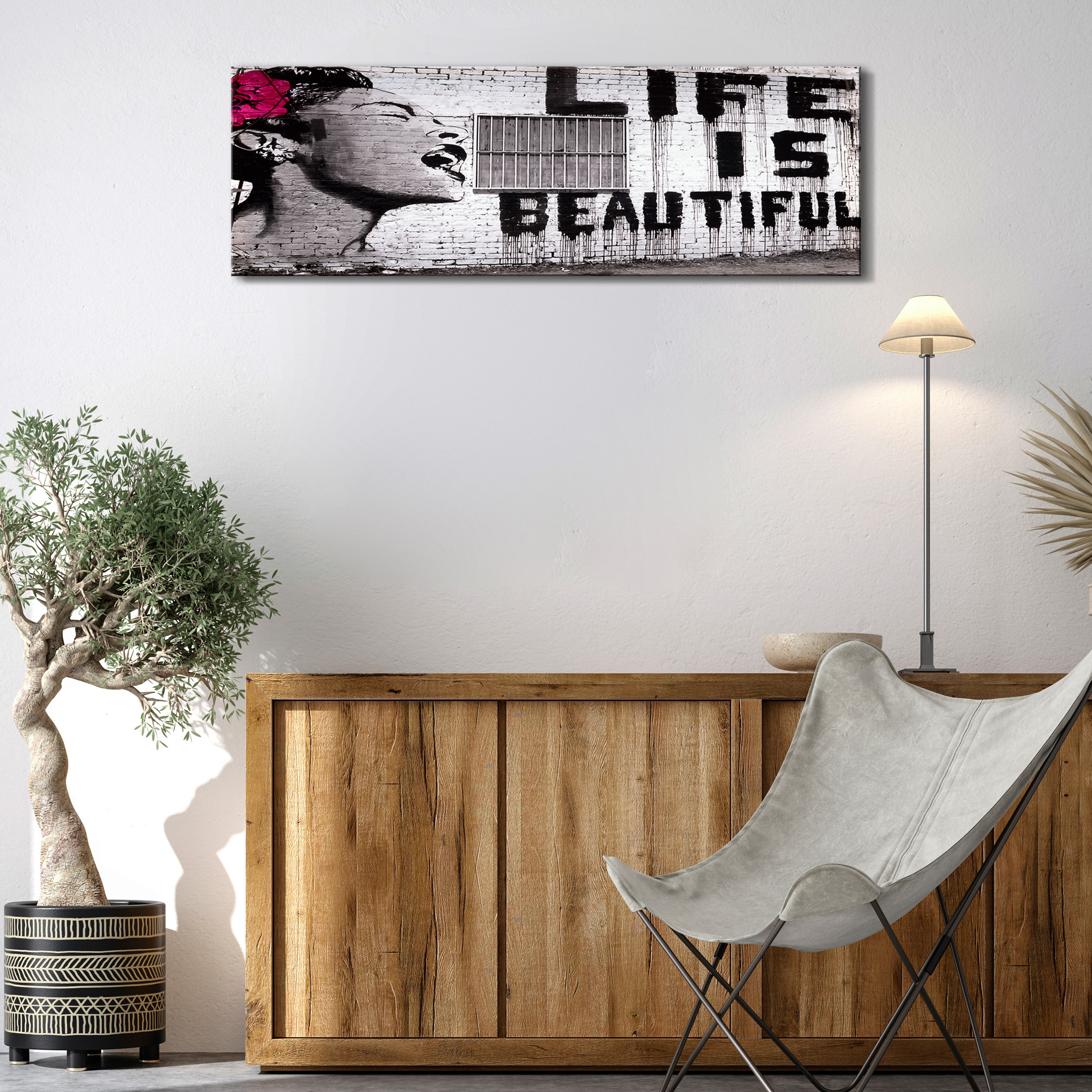 Banksy Affe Mural Streetart VLIES LEINWAND DEKO BILDER WANDBILDER XXL WOHNZIMMER - Bild 22 von 26