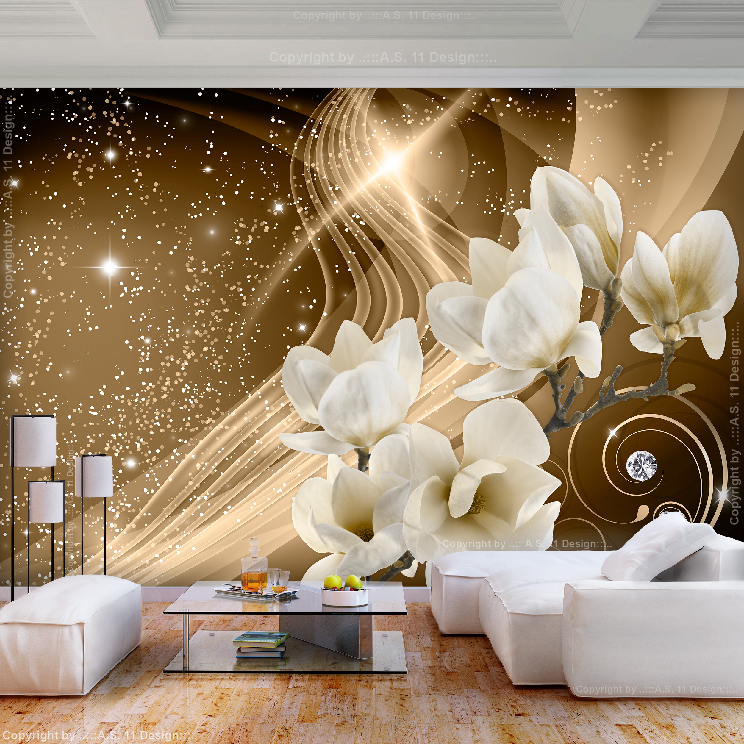 Fototapeten Tapete Fototapete Vlies Blumen Magnolien Wandbild XXL 3D Effekt Deko 
