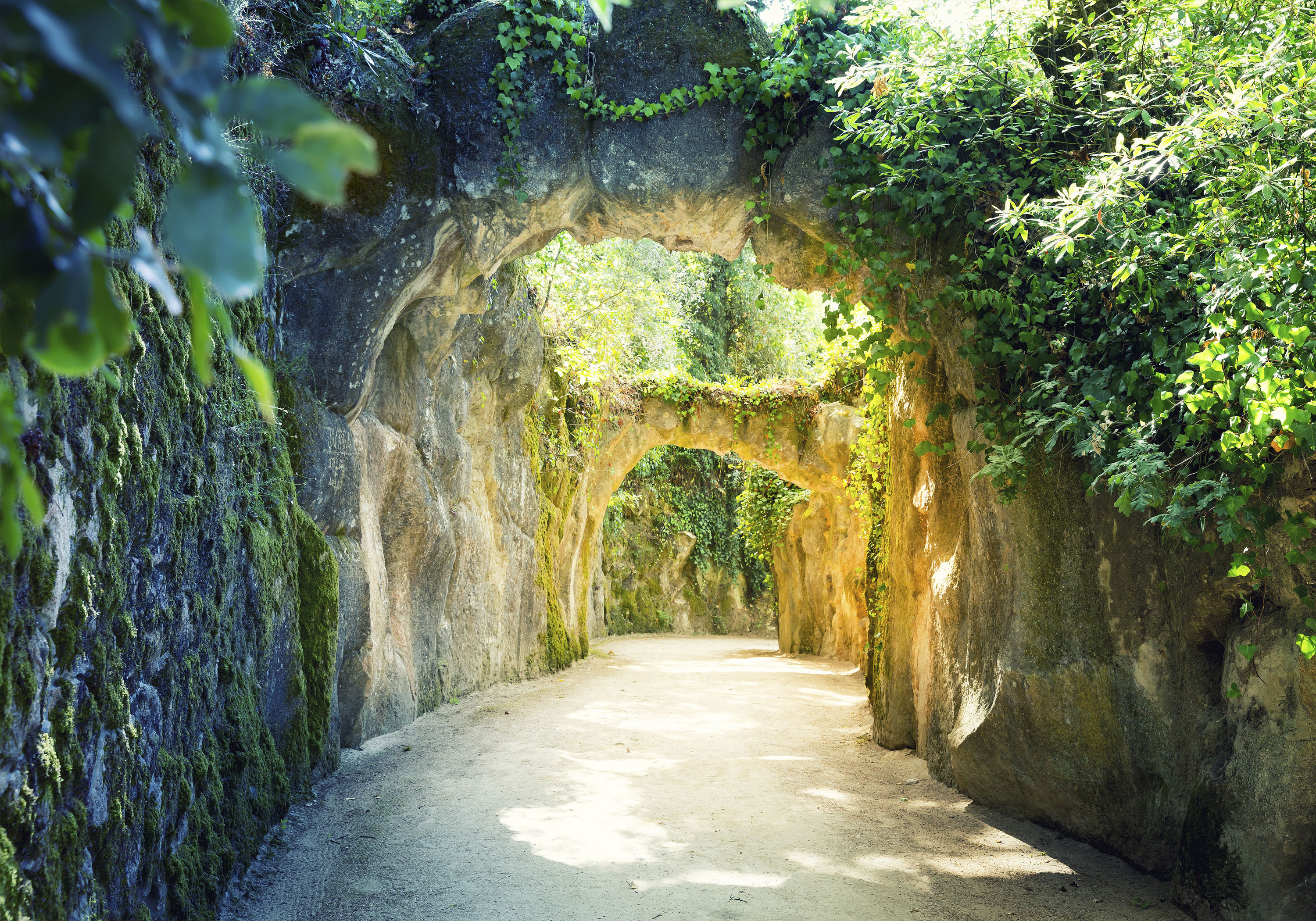 Tunnel Grün Landschaft Stein VLIES FOTOTAPETE 3D WOHNZIMMER TAPETE WANDBILD XXL - Bild 4 von 6