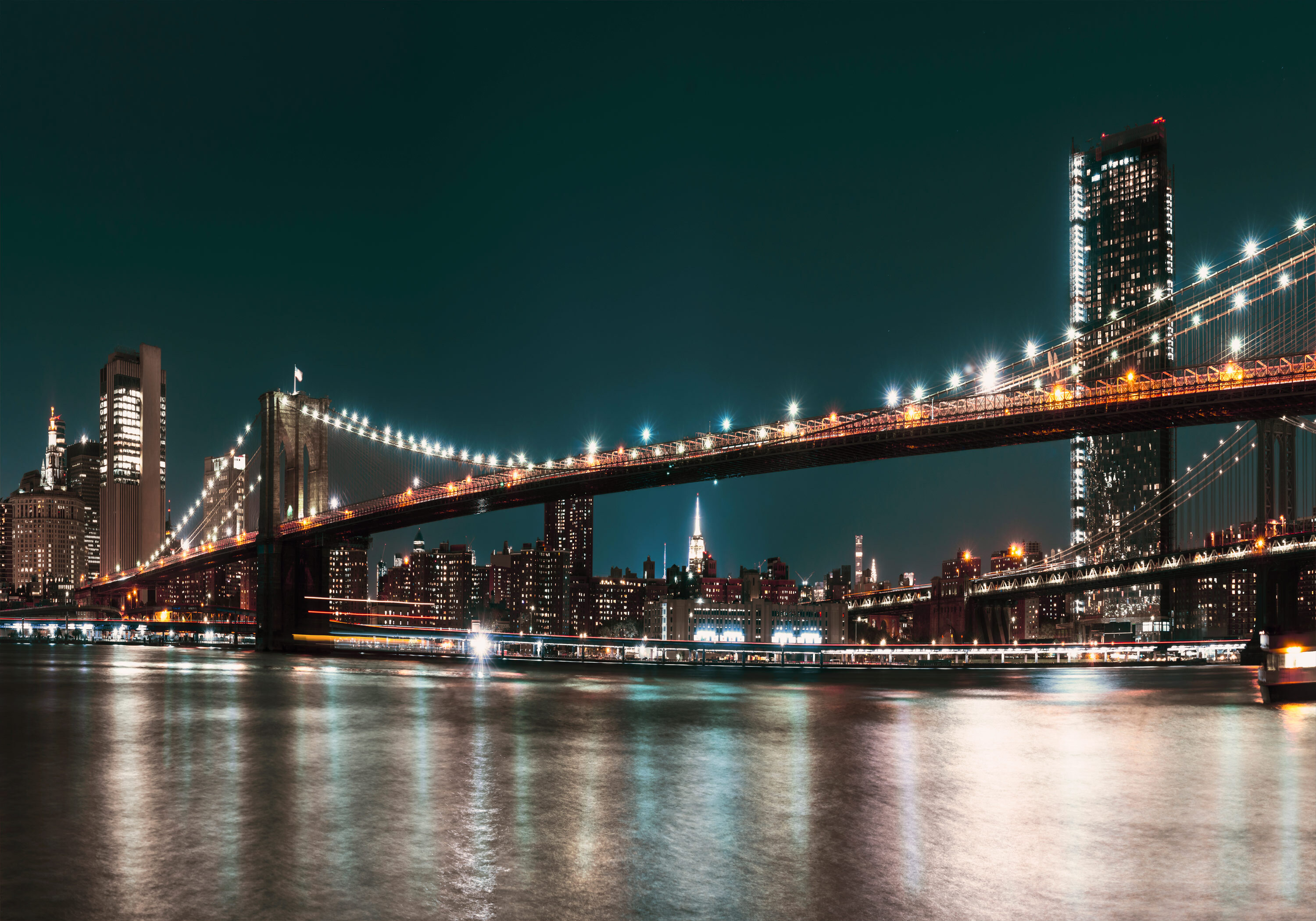 New York Skyline Nacht Grau VLIES FOTOTAPETE 3D WOHNZIMMER TAPETE WANDBILD XXL - Bild 8 von 9