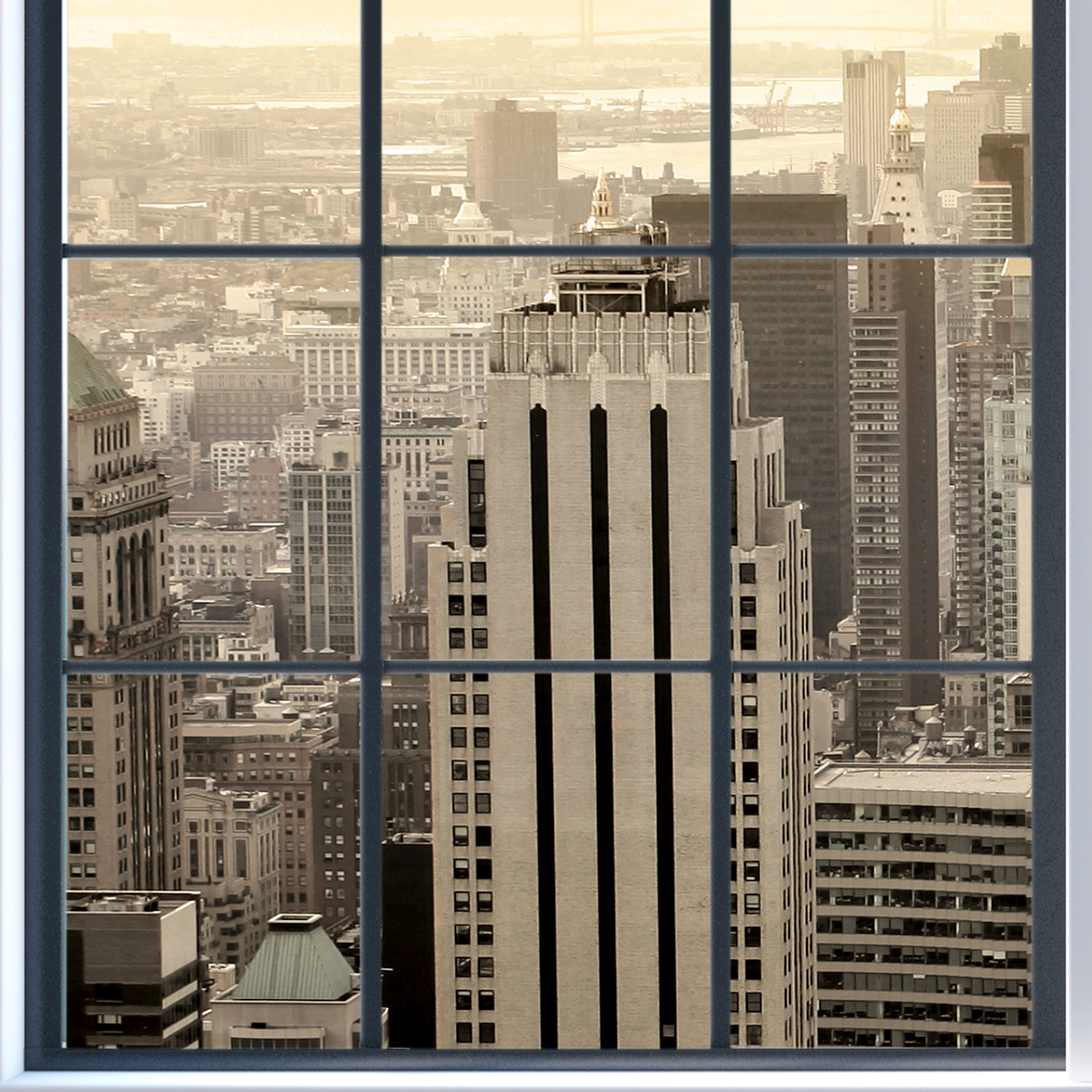 Steinwand New York Fenster VLIES FOTOTAPETE 3D WOHNZIMMER TAPETE WANDBILD XXL - Bild 5 von 6