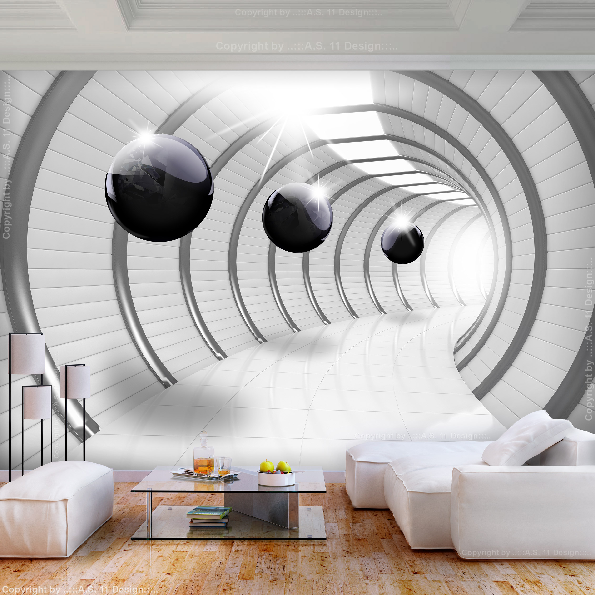 Vlies Fototapete XXL Korridor Marmor 3D Wohnzimmer Ausblick Architektur Tapete 4 