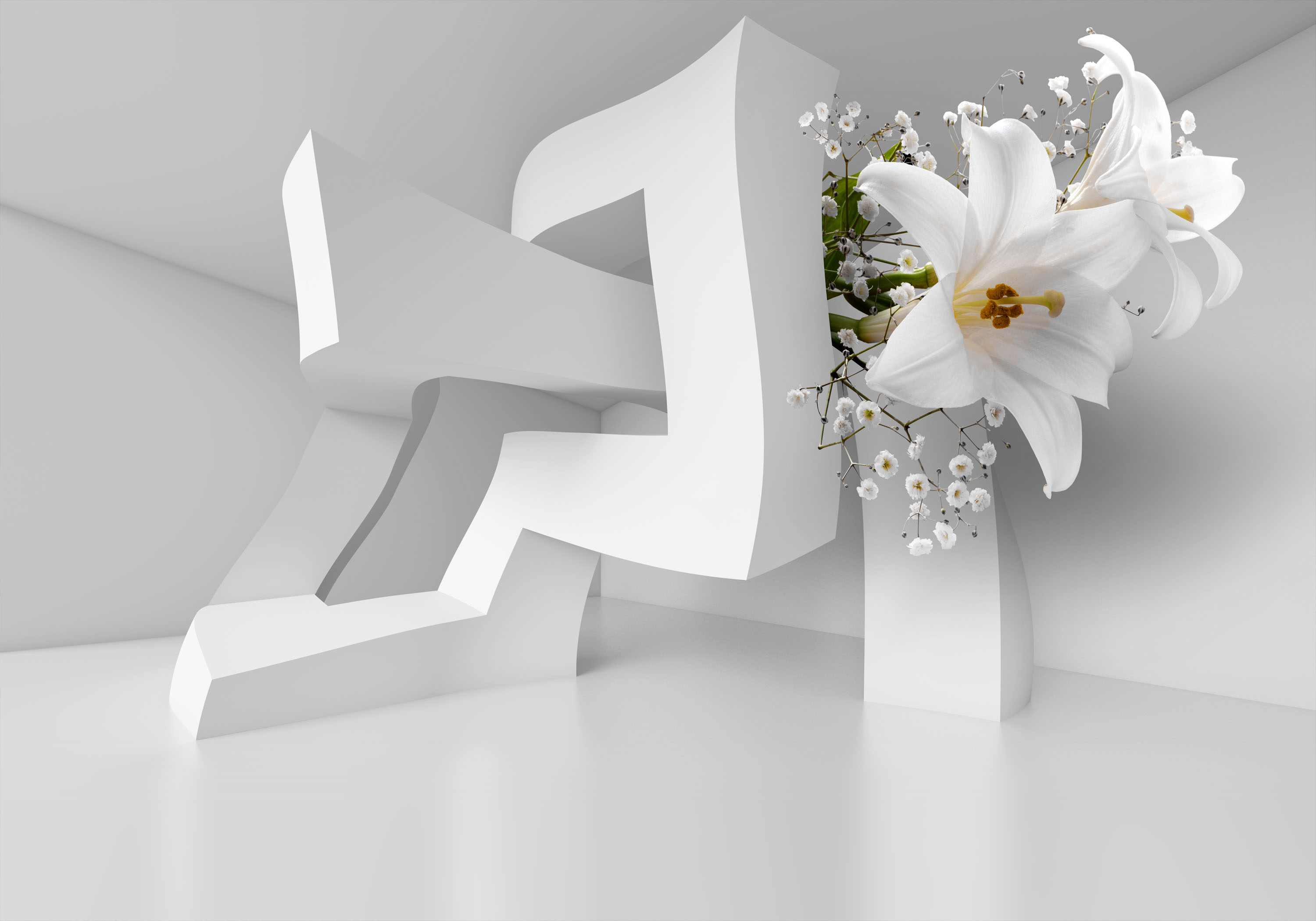 Blumen Lilien Abstrakt VLIES FOTOTAPETE 3D WOHNZIMMER TAPETE WANDBILD XXL - Bild 7 von 9