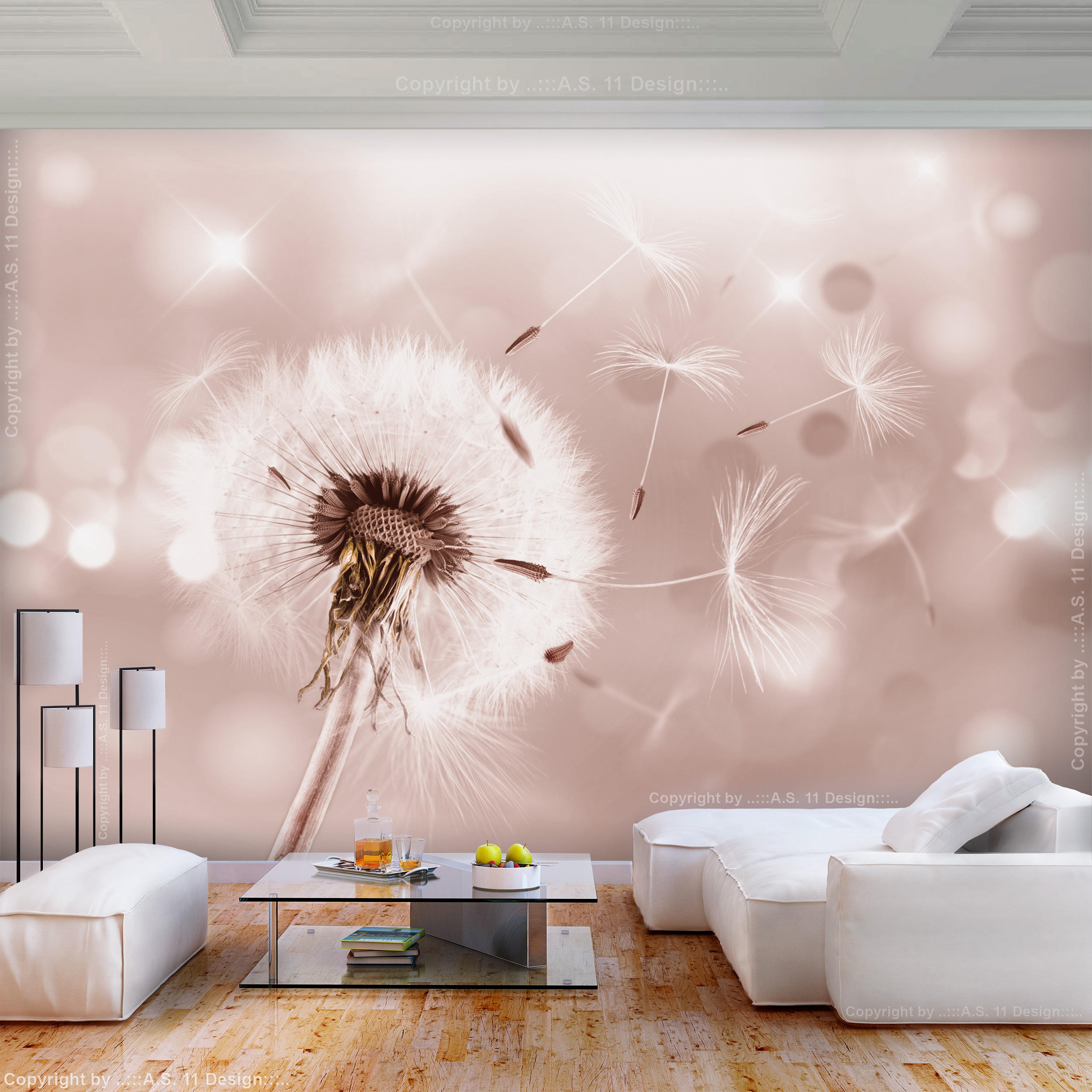 Blumen Pusteblume Grau VLIES FOTOTAPETE 3D WOHNZIMMER TAPETE WANDBILD XXL