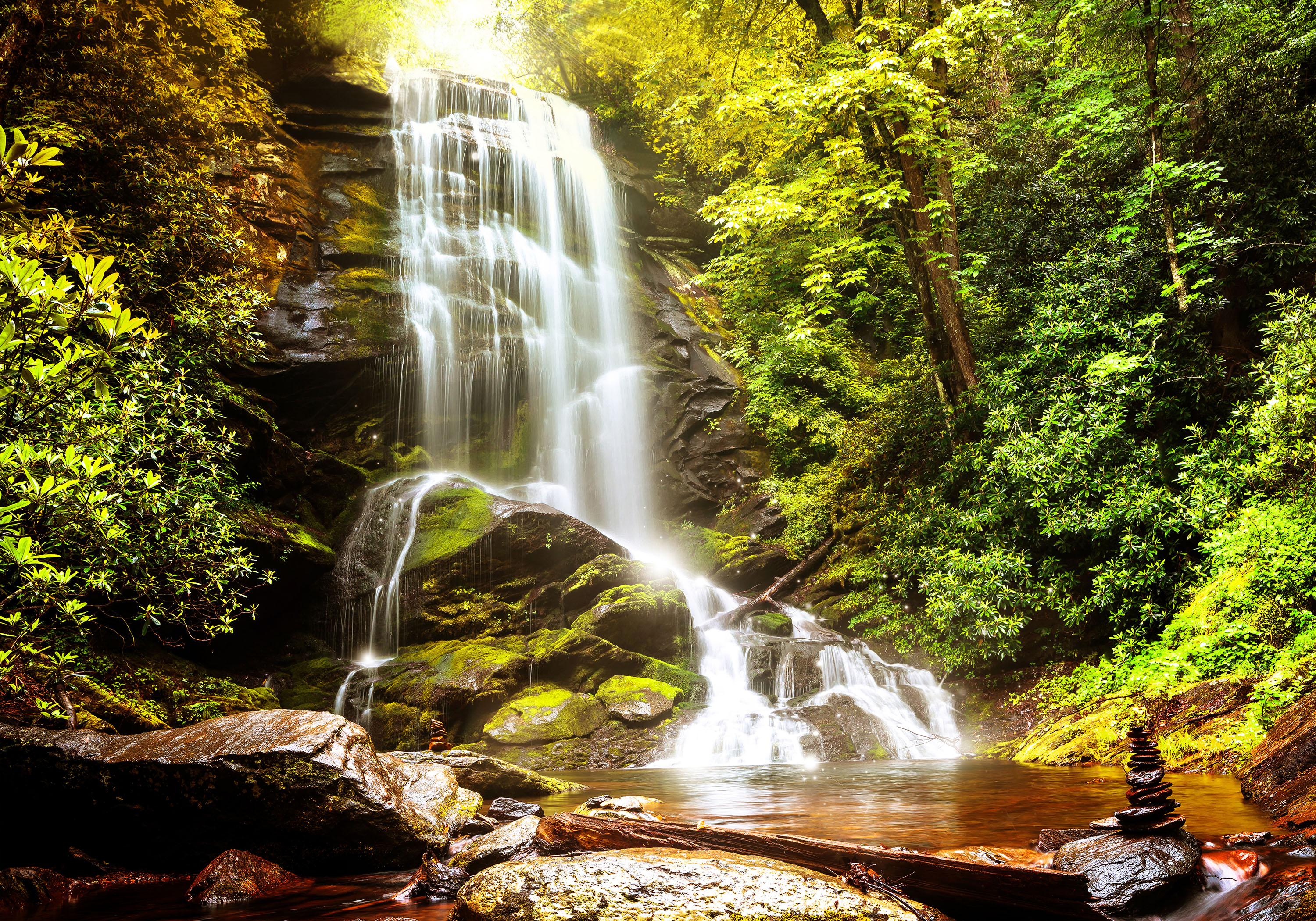 Wasserfall Wald Landschaft VLIES FOTOTAPETE 3D WOHNZIMMER TAPETE WANDBILD XXL - Bild 8 von 12