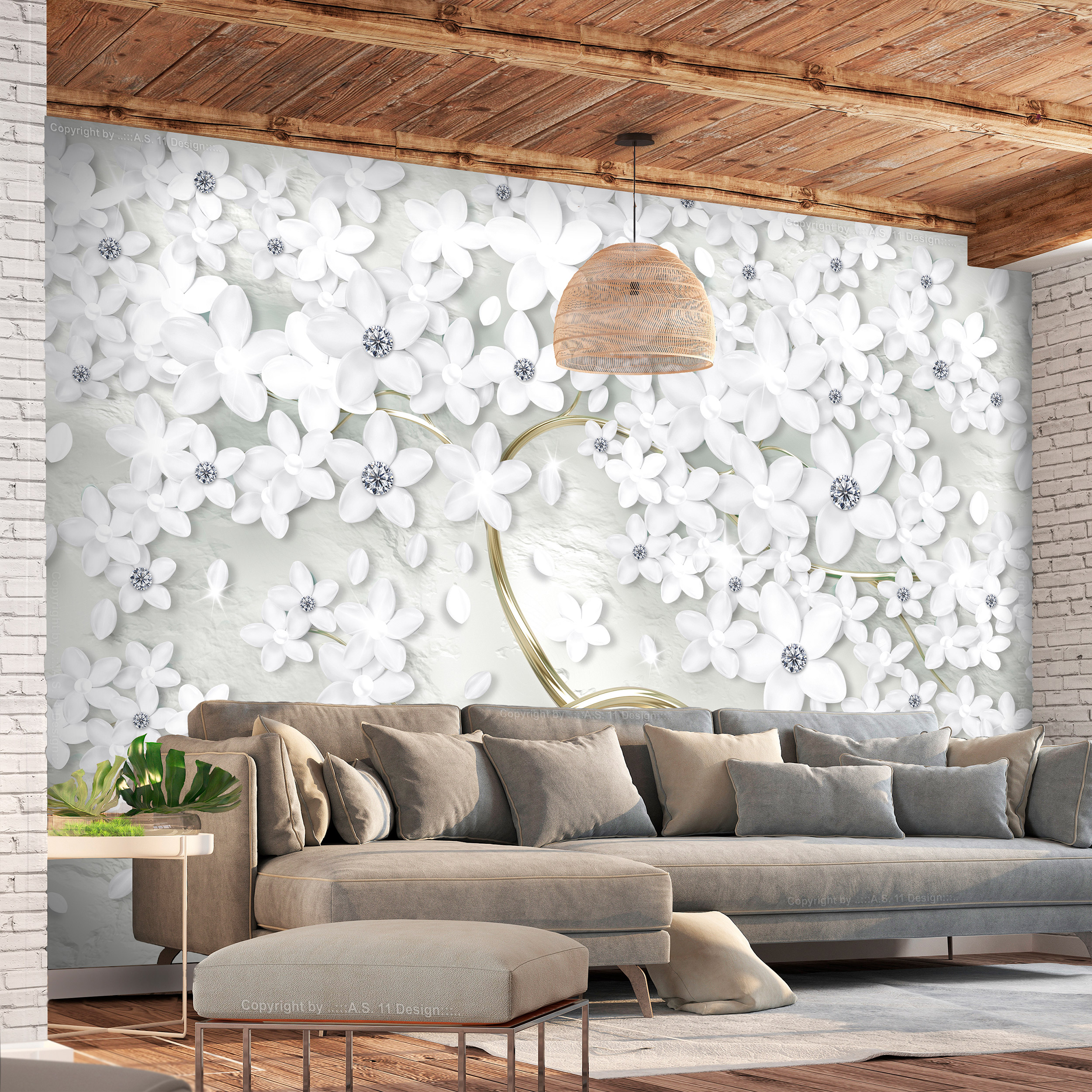 VLIES FOTOTAPETE 3D effekt TAPETE WANDBILDER XXL Geometrie Blumen 1455 