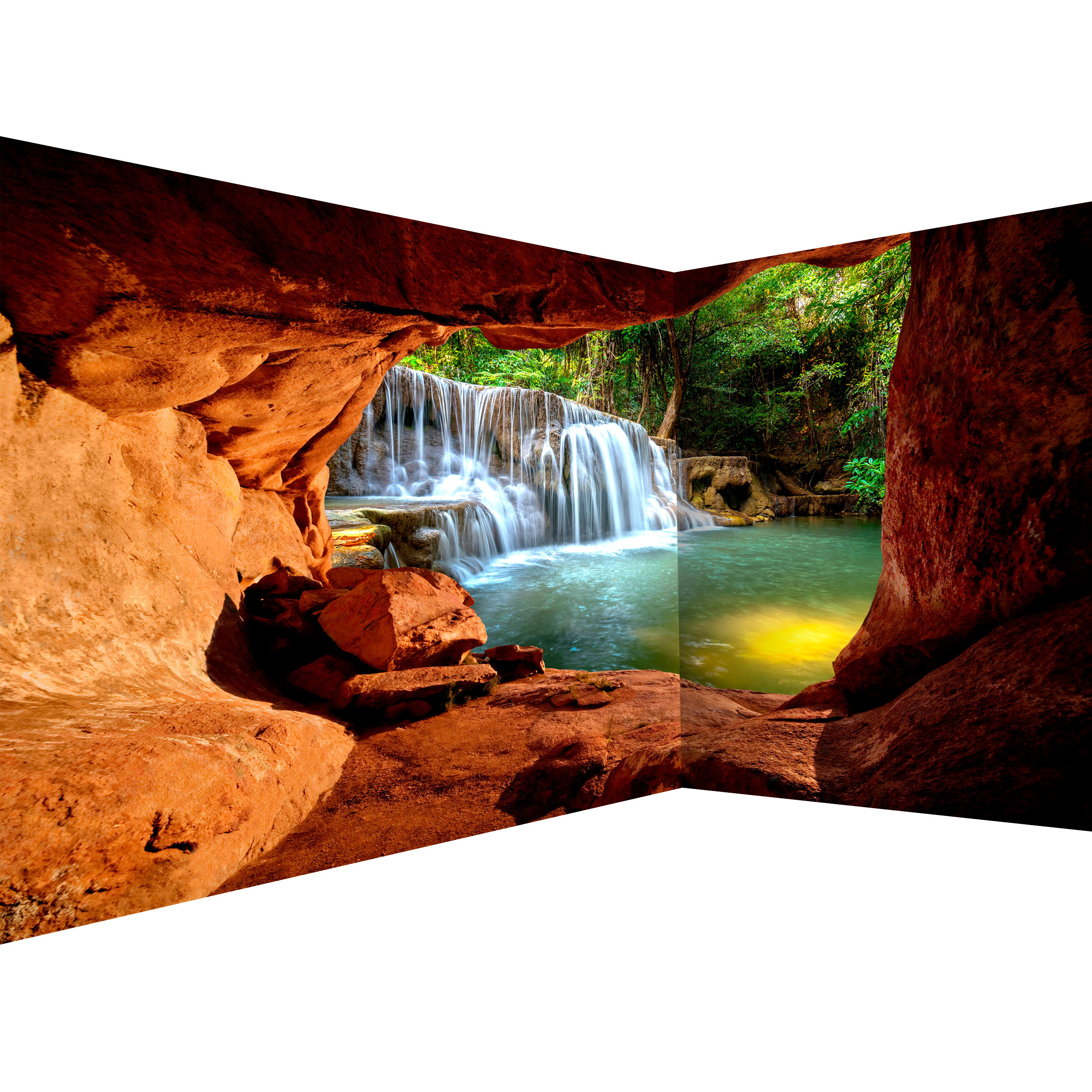 Vließ Fototapete Tapete Wandbild Wasserfall im Herbst Wald MS0910470_VEMVT 