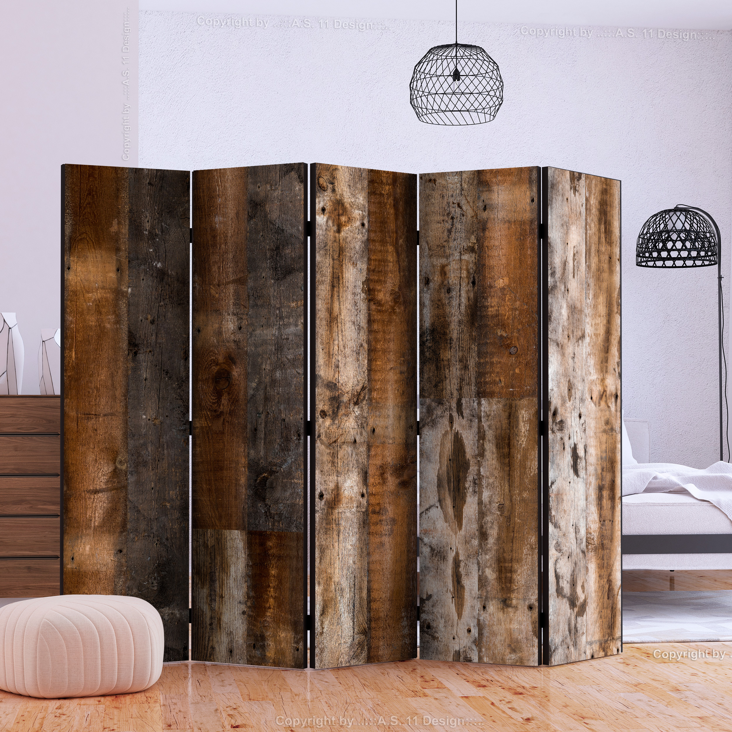 Holz Paravent Raumteiler Spanische Wand Trennwand Design Brett Baum Opitk 6motiv Ebay