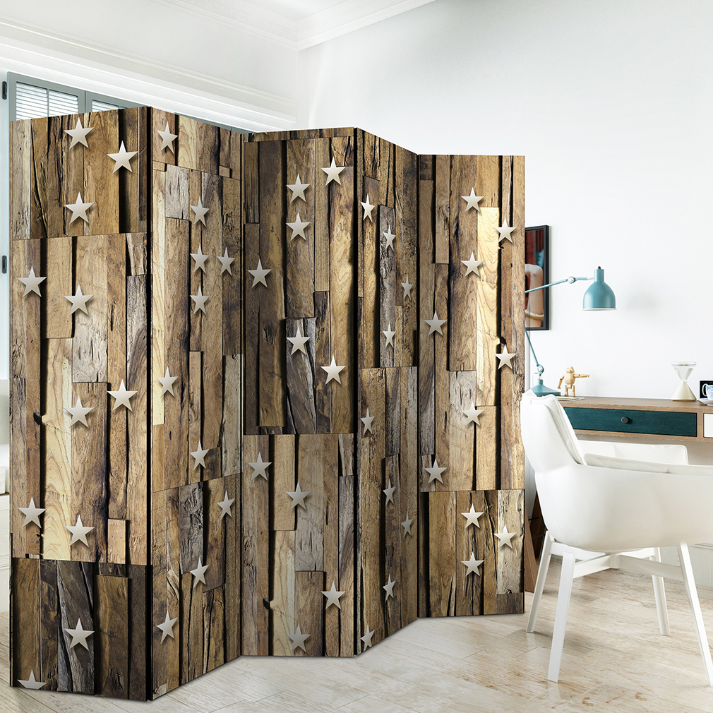 DEKO PARAVENT RAUMTEILER Spanische Wand TRENNWAND FOTO Holz Muster Holzwand XXL 