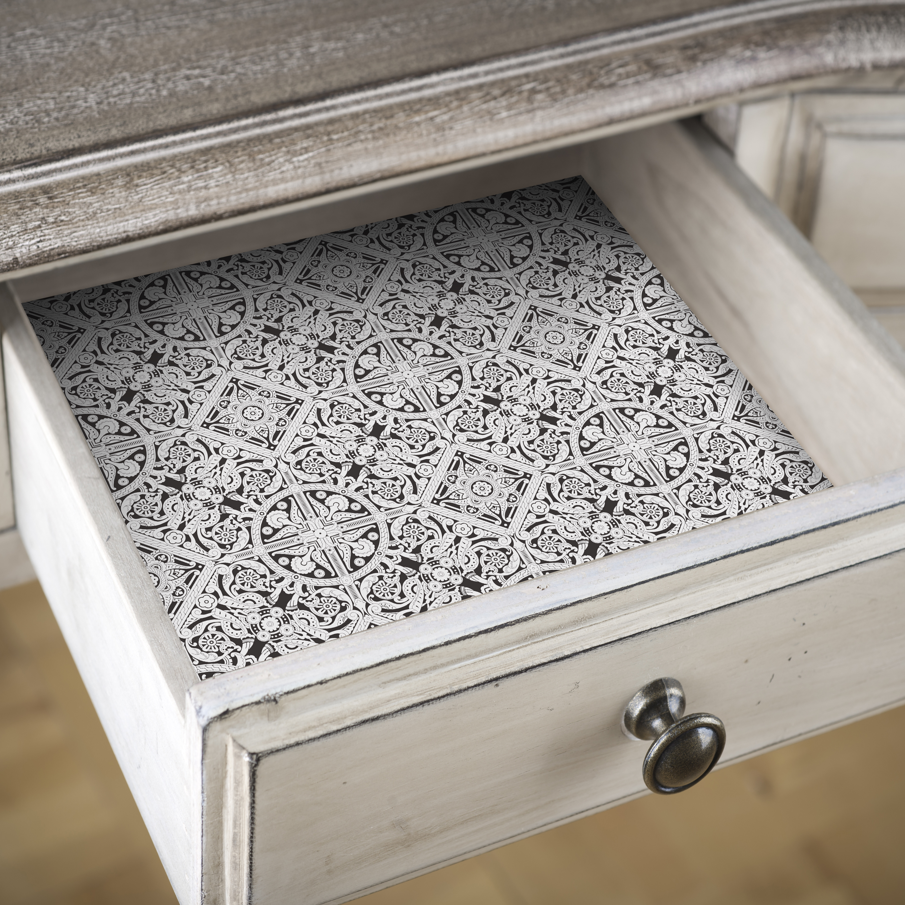 Blatt Schrankpapier Ornamente vintage Papier Punktmuster Schubladen 7