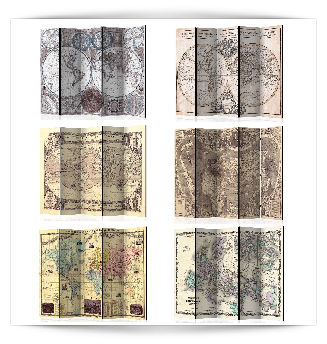 Weltkarte Landkarte Map Vintage SPANISCHE WAND TRENNWAND RAUMTEILER PARAVENT - Bild 1 von 8