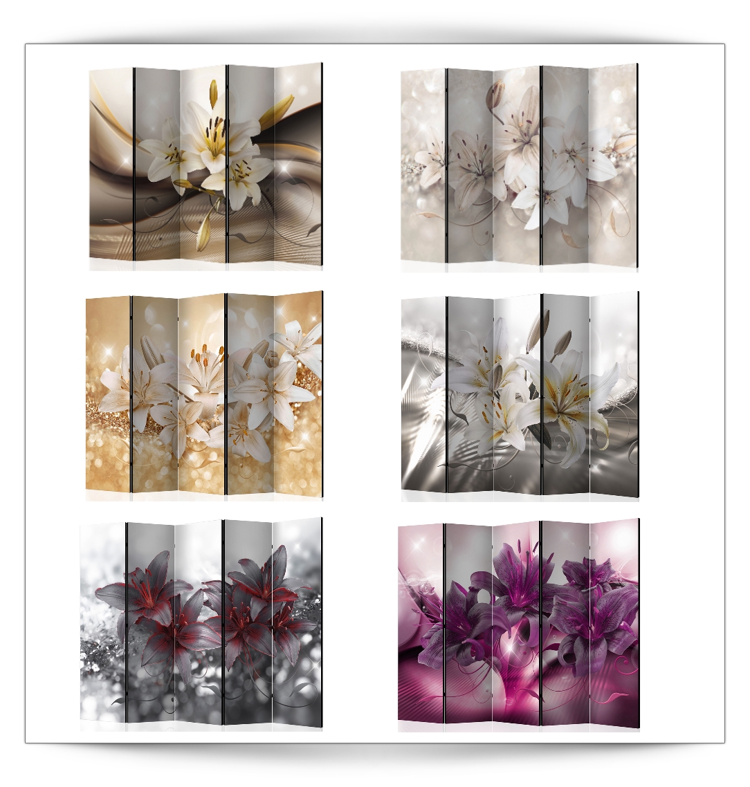 Blumen Design Lilien Abstrakt SPANISCHE WAND TRENNWAND RAUMTEILER PARAVENT - Bild 1 von 14